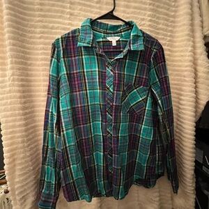 🌓4 for $10🌗 Women’s Time and Tru plaid button up size Large